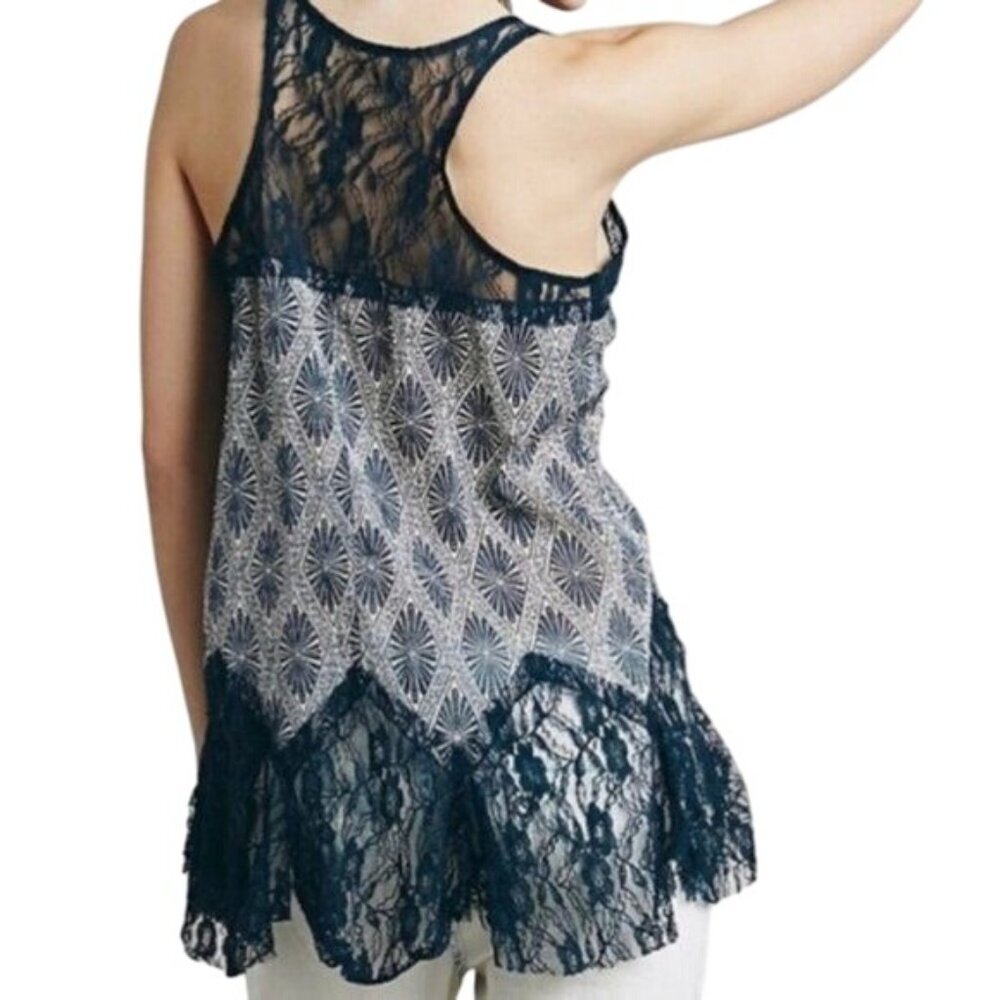 Free People Blue Lace Blouse - Picture 2 of 8